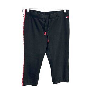 Tommy Hilfiger Sport Womens Black Drawstring Waist Capri Sweatpants SZ Large